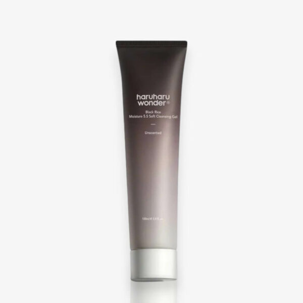 Haruharu Wonder Black Rice Moisture Soft Cleansing Gel 100ml, gel nettoyant doux à base de riz noir, conçu pour éliminer les impuretés tout en hydratant et apaisant la peau.