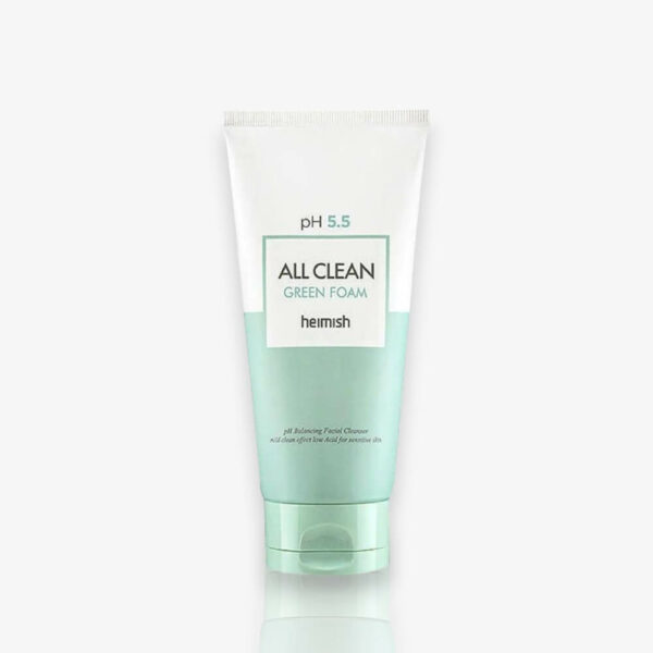 Heimish All Clean Green Foam 150ml, mousse nettoyante douce à base d'extraits de plantes vertes, conçue pour éliminer les impuretés et le maquillage tout en respectant la peau.