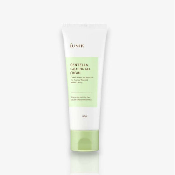 Iunik Centella Calming Gel Cream, crème-gel apaisante à base de centella asiatica, idéale pour hydrater et apaiser les peaux irritées ou sensibles.