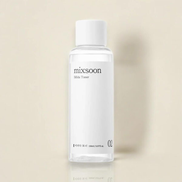 Mixsoon Bifida Toner 150ml, toner apaisant et nourrissant à base de bifida ferment lysate, pour renforcer la barrière cutanée et hydrater en profondeur.