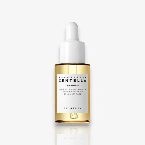 Skin1004 Madagascar Centella Ampoule, un sérum apaisant et réparateur à base de centella asiatica pour calmer et revitaliser la peau.